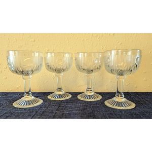 Iris & Herringbone Vintage Depression Glass Cordial Glasses - Set of 4